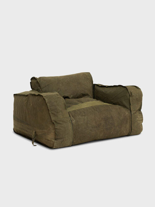Zakfauteuil in legerstof - met armleuningen